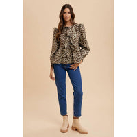 Stylish Tops & Blouses for Women – Trendy & Elegant Blouses for Every Occasion | Modestly Vogue Annie Wear Tied Leopard Round Neck Peplum Blouse - Modestly Vogue
