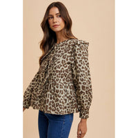 Stylish Tops & Blouses for Women – Trendy & Elegant Blouses for Every Occasion | Modestly Vogue Annie Wear Tied Leopard Round Neck Peplum Blouse - Modestly Vogue