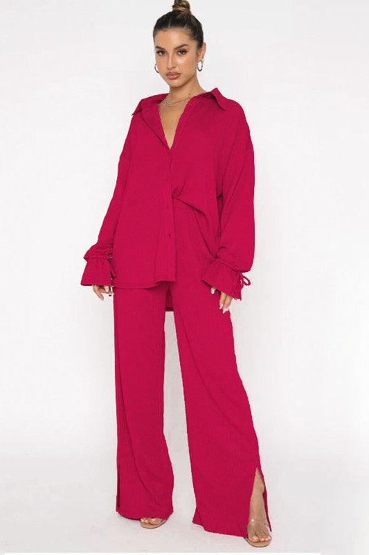 TOP TWO PIECE PANT SET - Modestly Vogue