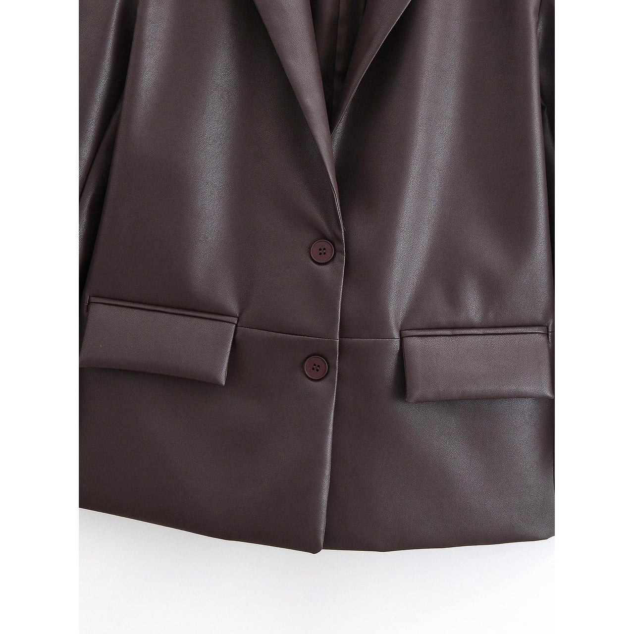 Leather Blazer Women Early Autumn Coat Retro Loose Casual Elegant Top