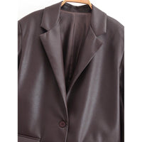 Leather Blazer Women Early Autumn Coat Retro Loose Casual Elegant Top