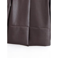 Leather Blazer Women Early Autumn Coat Retro Loose Casual Elegant Top