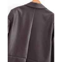 Leather Blazer Women Early Autumn Coat Retro Loose Casual Elegant Top