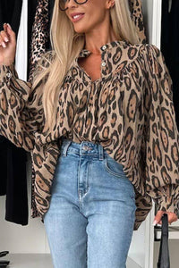 Stylish Tops & Blouses for Women – Trendy & Elegant Blouses for Every Occasion | Modestly Vogue Leopard Print Button Down Long Sleeve Shirt - Modestly Vogue