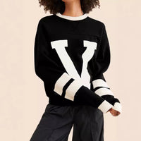 Street Cool Contrast Color Letter Graphic Sweatshirt – Loose Pullover