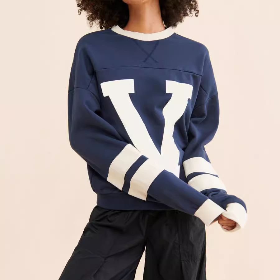Street Cool Contrast Color Letter Graphic Sweatshirt – Loose Pullover