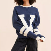 Street Cool Contrast Color Letter Graphic Sweatshirt – Loose Pullover