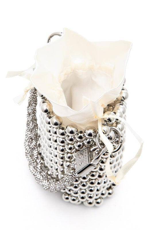 Versatile Handbag | Stylish & Functional Braided Shiny Beads Top Handle Swing Clutch Bag - Modestly Vogue