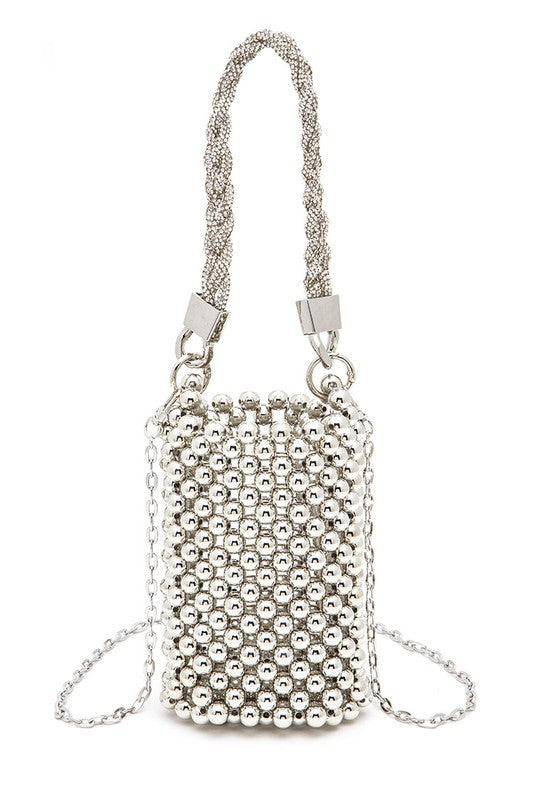 Versatile Handbag | Stylish & Functional Braided Shiny Beads Top Handle Swing Clutch Bag - Modestly Vogue