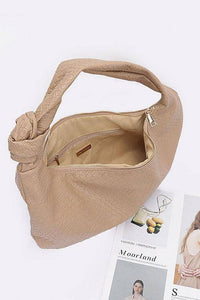 Versatile Handbag | Stylish & Functional Knotted Handle Embossed Faux Leather Shoulder Bag - Modestly Vogue