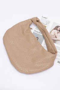 Versatile Handbag | Stylish & Functional Knotted Handle Embossed Faux Leather Shoulder Bag - Modestly Vogue