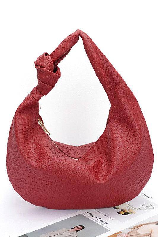 Versatile Handbag | Stylish & Functional Knotted Handle Embossed Faux Leather Shoulder Bag - Modestly Vogue