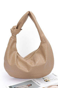 Versatile Handbag | Stylish & Functional Knotted Handle Embossed Faux Leather Shoulder Bag - Modestly Vogue