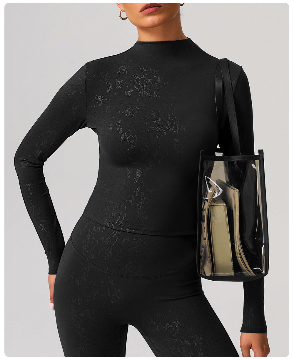 Silver Long Sleeve Tight Yoga T shirt High Elastic Fitness Clothes Outdoor Training Running Sport Long Sleeve Top Women