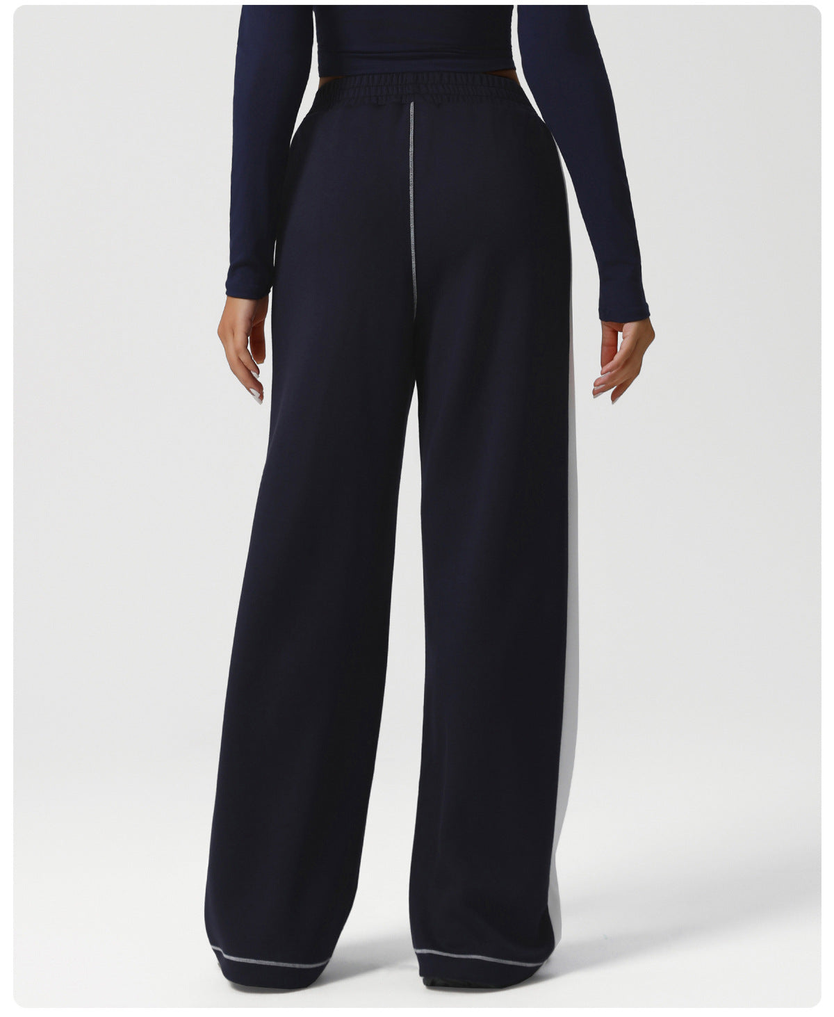 Contrast Color Yoga Sports Wide Leg Pants High Waist Loose Sports Casual Trousers Flab Hiding Slimming Workout Pants