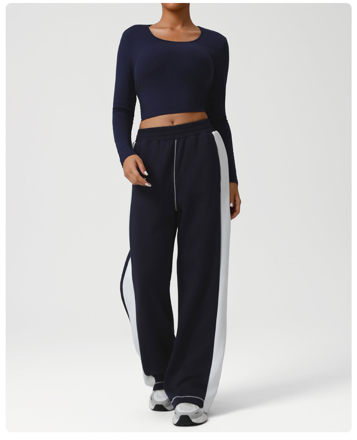 Contrast Color Yoga Sports Wide Leg Pants High Waist Loose Sports Casual Trousers Flab Hiding Slimming Workout Pants