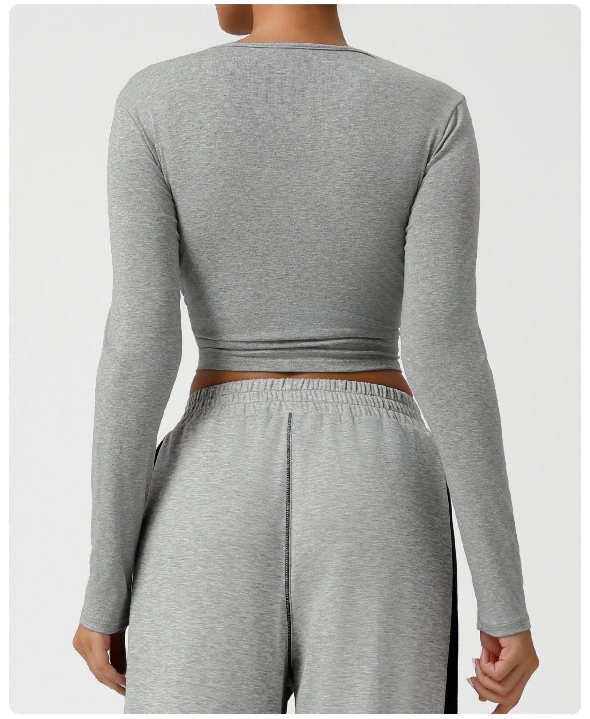 Threaded Short Yoga Clothes Women Cropped Slim Look Running Autumn Sports Long Sleeved T shirt Training Quick Drying Top
