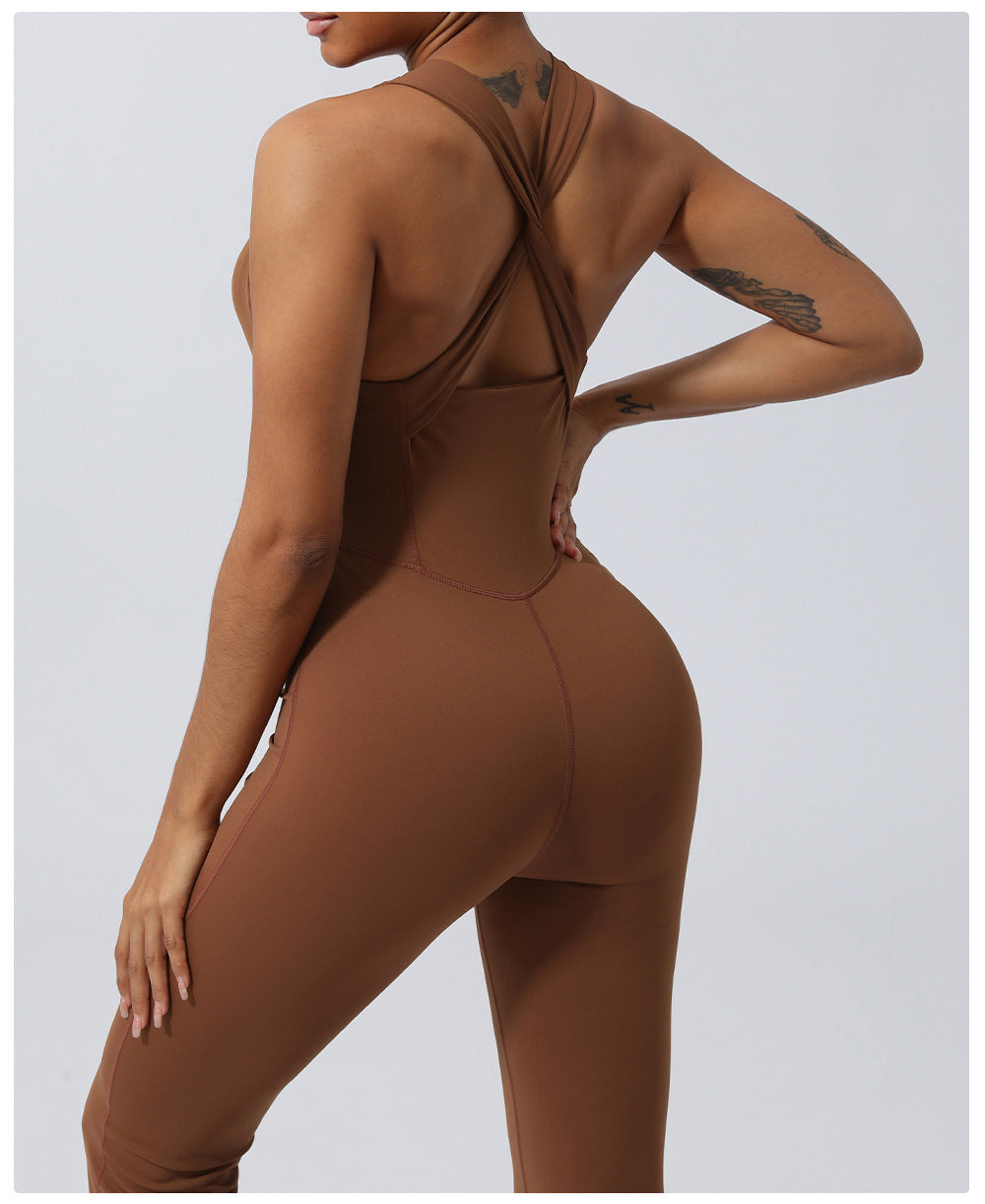Quick Drying Skinny Yoga Clothes Sports Workout Clothes Hip Lift Belly Shaping Micro Pull Dance Yoga Jumpsuit