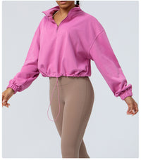 Loose Long Sleeve Casual Sports Sweater Top Outdoor Running Cycling Training Zipper Coat Sweatshirt
