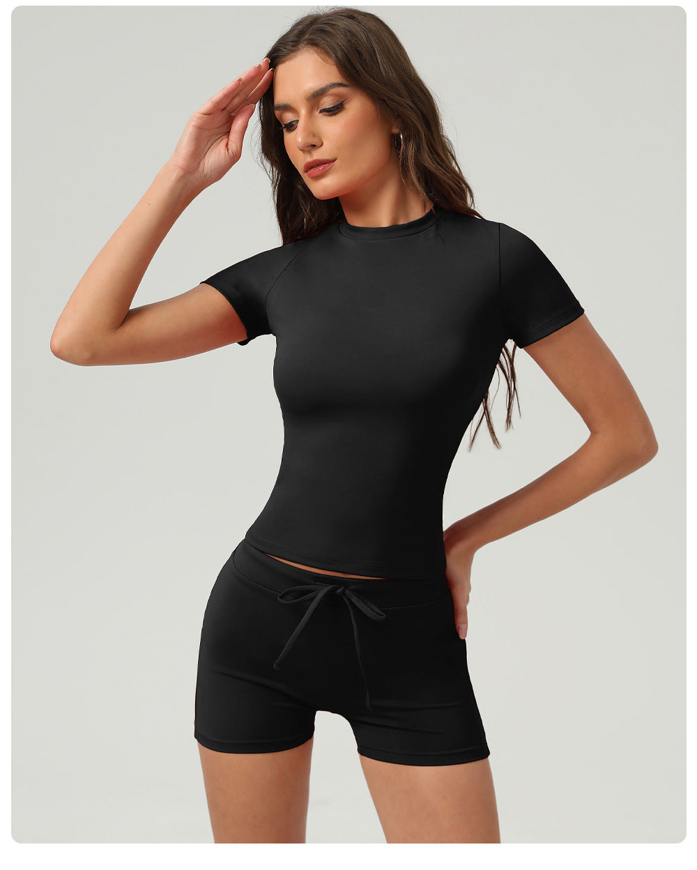 Nude Feel Yoga Crew Neck T shirt Short Sleeves Sports Workout Clothes Top Running Yoga Clothes Top T shirt