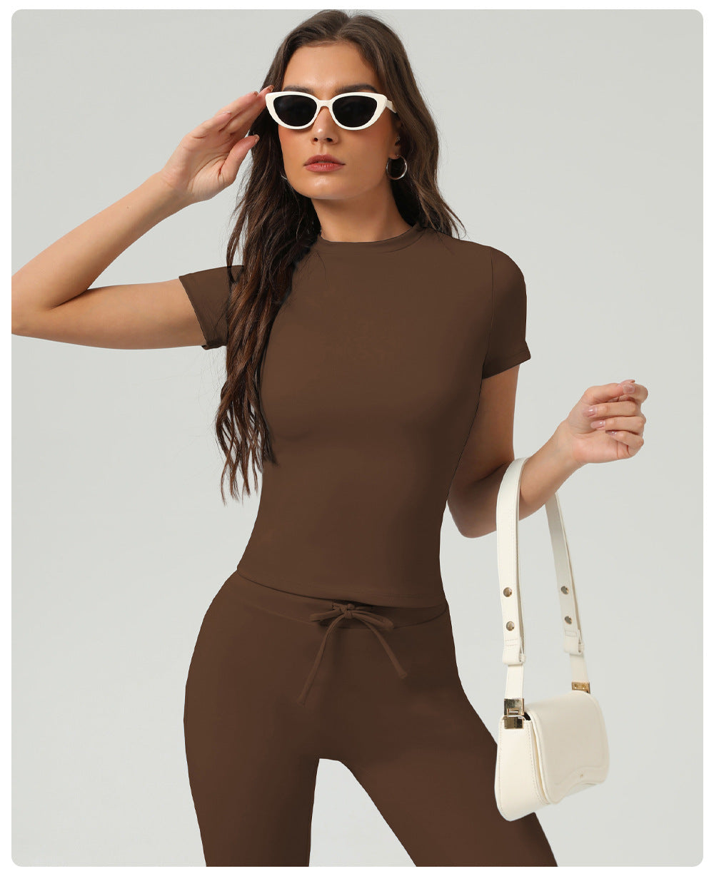 Nude Feel Yoga Crew Neck T shirt Short Sleeves Sports Workout Clothes Top Running Yoga Clothes Top T shirt
