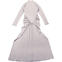 Fall Women Clothing Solid Color High Collar Slim Slimming Pleated Long Sleeve Dress