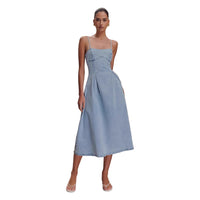 Sexy Women Wear Summer Tube Top Solid Color Sleeveless Denim Sling Dress - Modestly Vogue