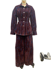 Deep Women's Printed Denim Two-Piece Set – Lace-Up Coat
