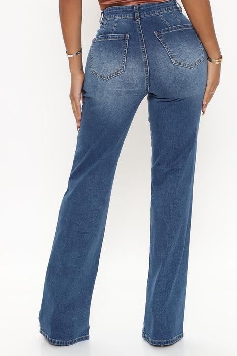 Frayed High-Waist Straight Jeans – Trendy Streetwear