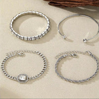 Artistic Retro Versatile Metal Chain Square Diamond 4-piece Set - Modestly Vogue 
