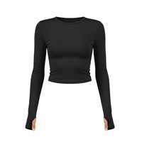 New Women's Solid Color Base Round Neck Long Sleeve Top Women - Modestly Vogue 