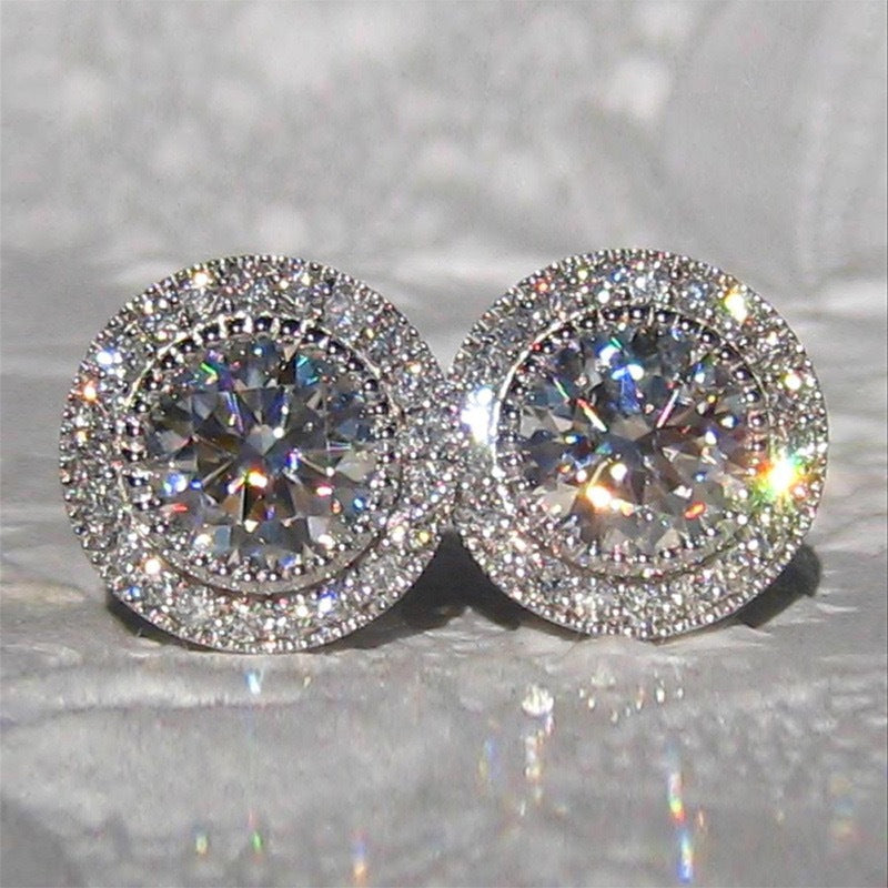 Moissanite Ear Studs Full Diamond - Modestly Vogue 