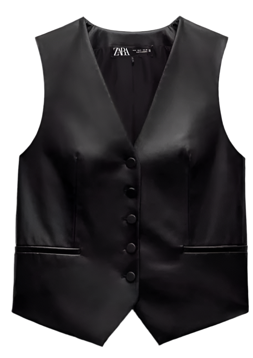 BUTTON UP LEATHER VEST TOP