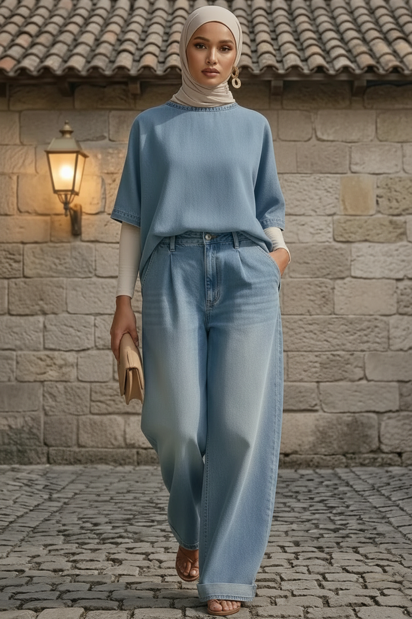 Wide-Leg 2 Piece Matching Set - Modestly Vogue 