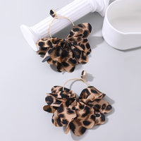 Exaggerated Fabric Leopard Print Earrings Circle Female - Modestly Vogue 