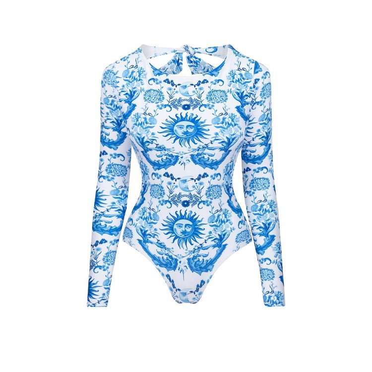 Long Sleeve One-piece Swimsuit Female Surfing Suit - Modestly Vogue 