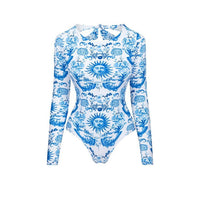Long Sleeve One-piece Swimsuit Female Surfing Suit - Modestly Vogue 