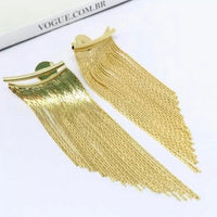 Gold Tassel Long Earrings - Modestly Vogue 