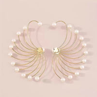 Women's Exaggerated Fan-shaped Artificial Pearl Earrings