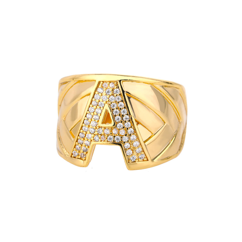 Personalized Gold Stone Initial Ring | Modestly Vogue - Modestly Vogue 