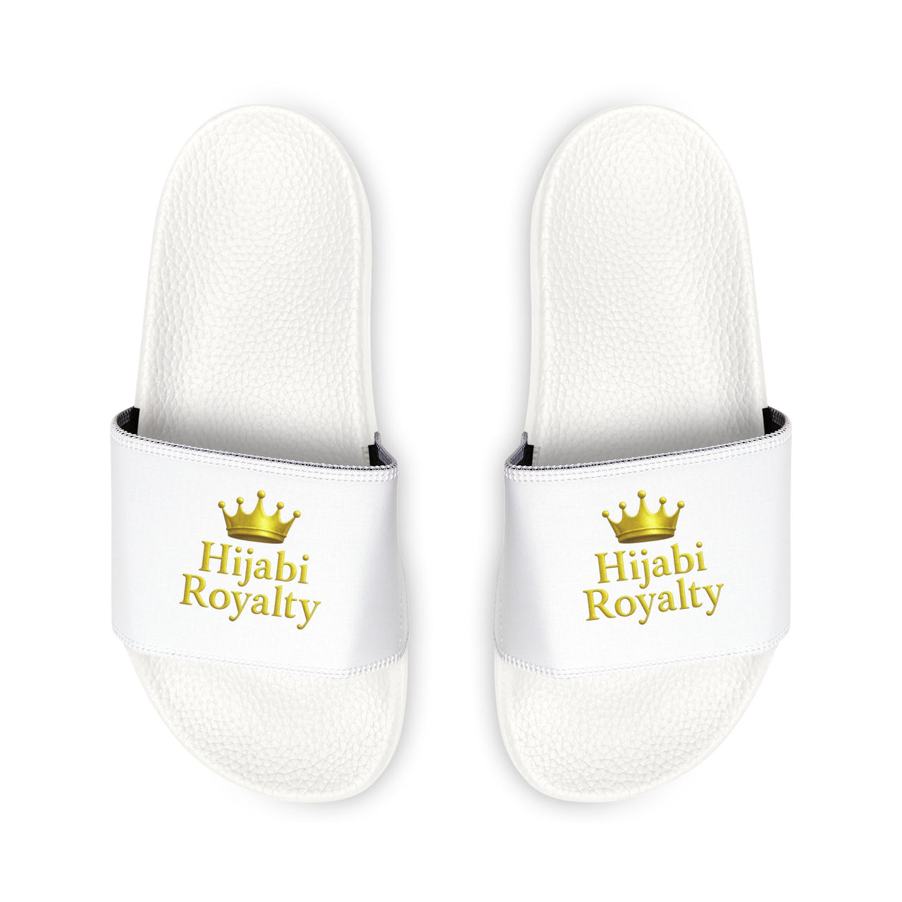 Women's Removable-Strap Slide Sandals Hijabi Royalty™ — Adjustable White Faux-Leather Pool & Casual Slides