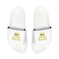 Women's Removable-Strap Slide Sandals Hijabi Royalty™ — Adjustable White Faux-Leather Pool & Casual Slides