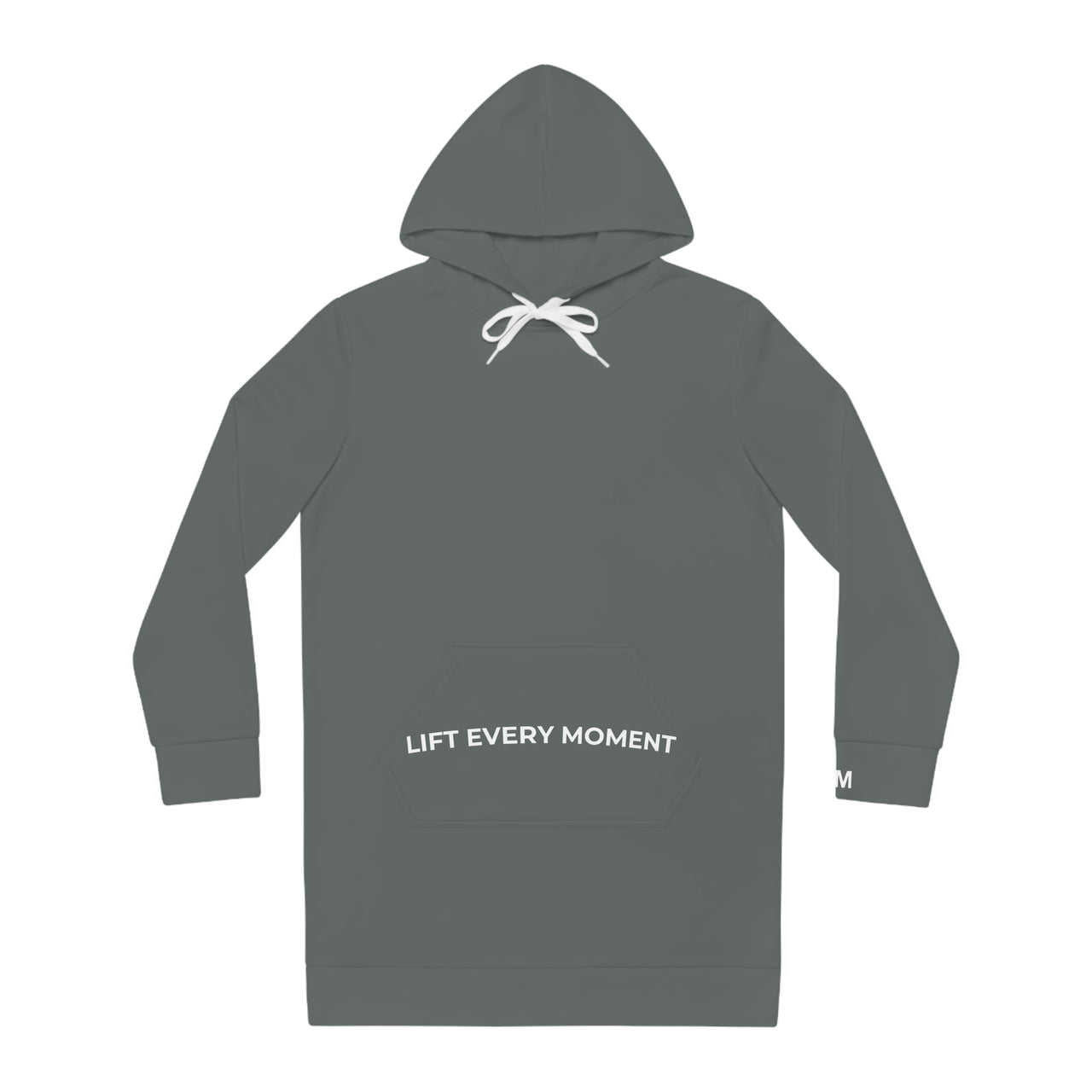 Hoodie Dress — 'Lift Every Moment' Cozy Women's Pullover Dress Dk Gray