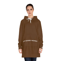 Modest in Motion Hoodie Dress — 'Lift Every Moment' Cozy Women's Pullover Dress Brown
