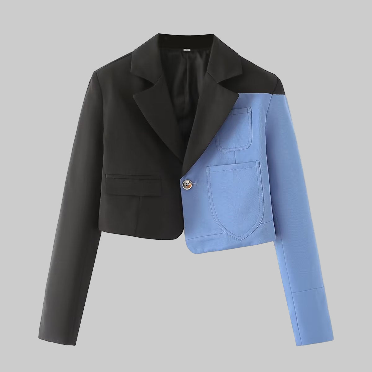 Blue and Black Contrast Color Pant Suit Set - Modestly Vogue 