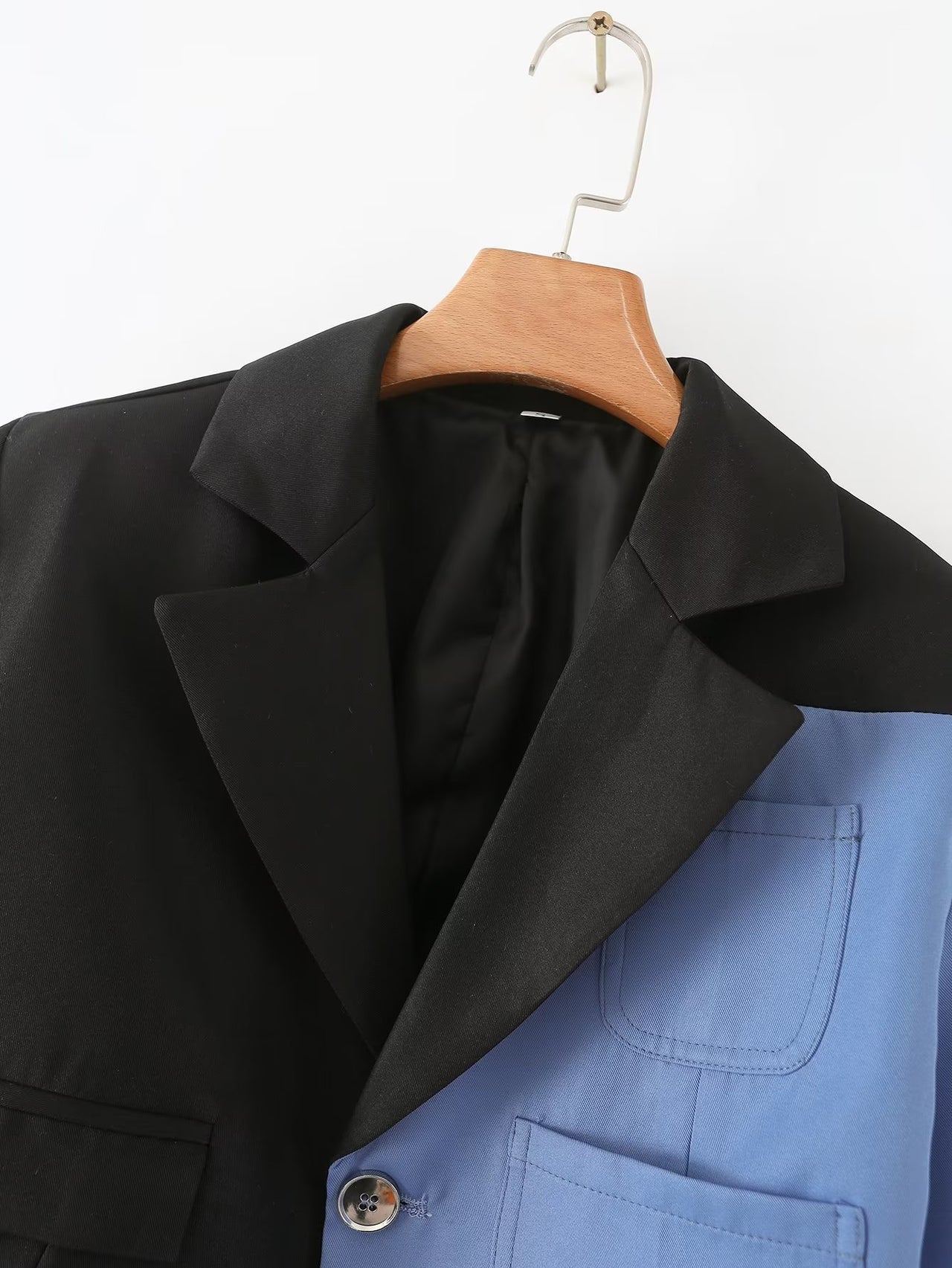 Blue and Black Contrast Color Pant Suit Set - Modestly Vogue 