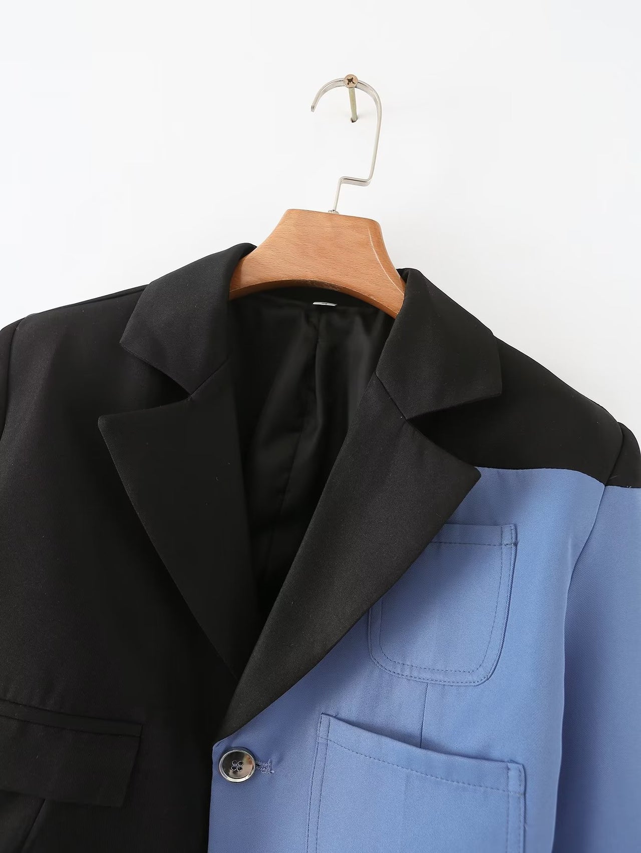 Blue and Black Contrast Color Pant Suit Set - Modestly Vogue 