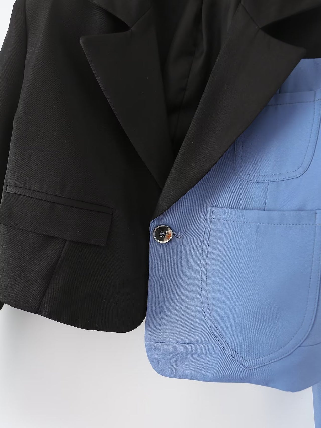 Blue and Black Contrast Color Pant Suit Set - Modestly Vogue 