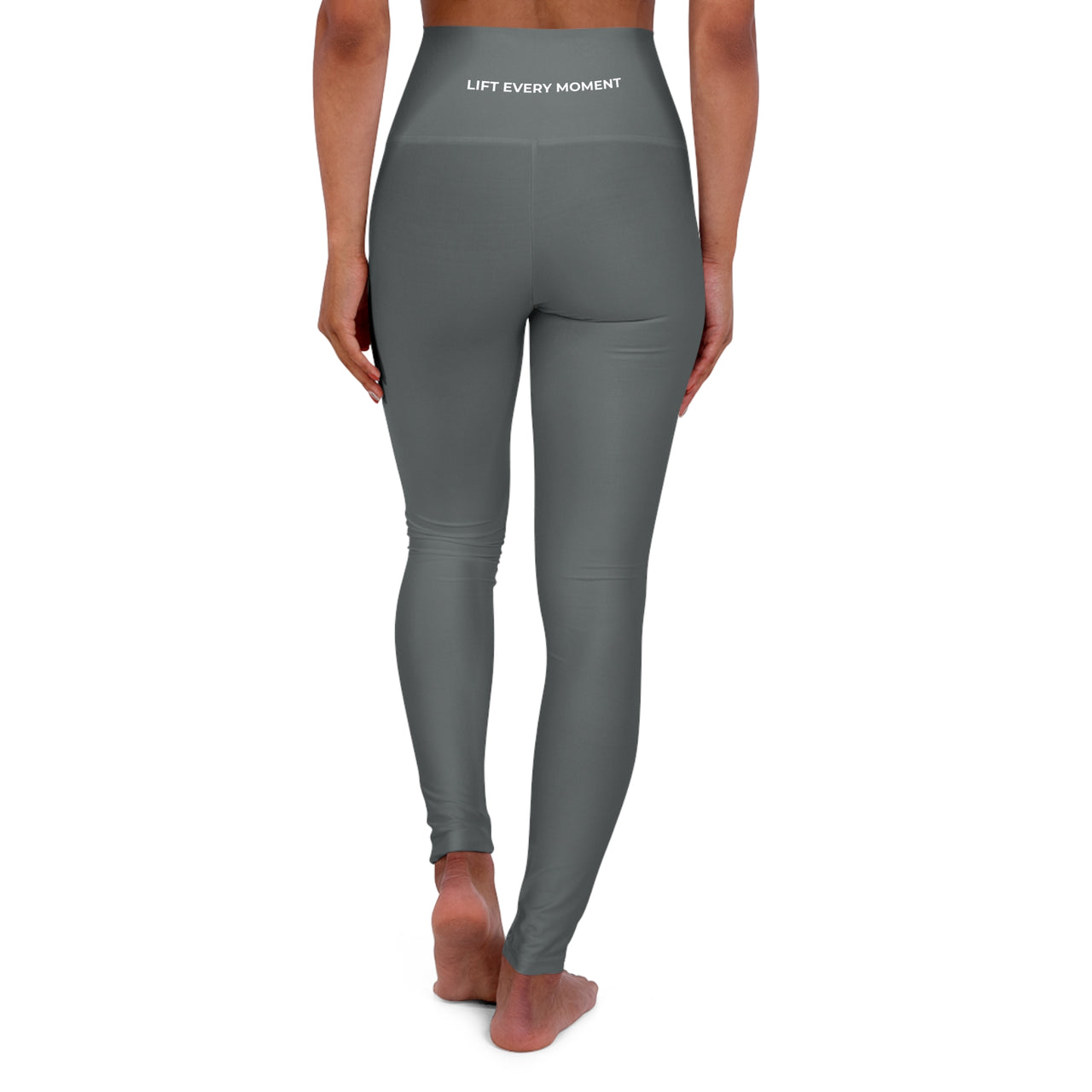 High-Waisted Yoga Leggings — LIFT EVERY MOMENT Logo Pants Dk Gray