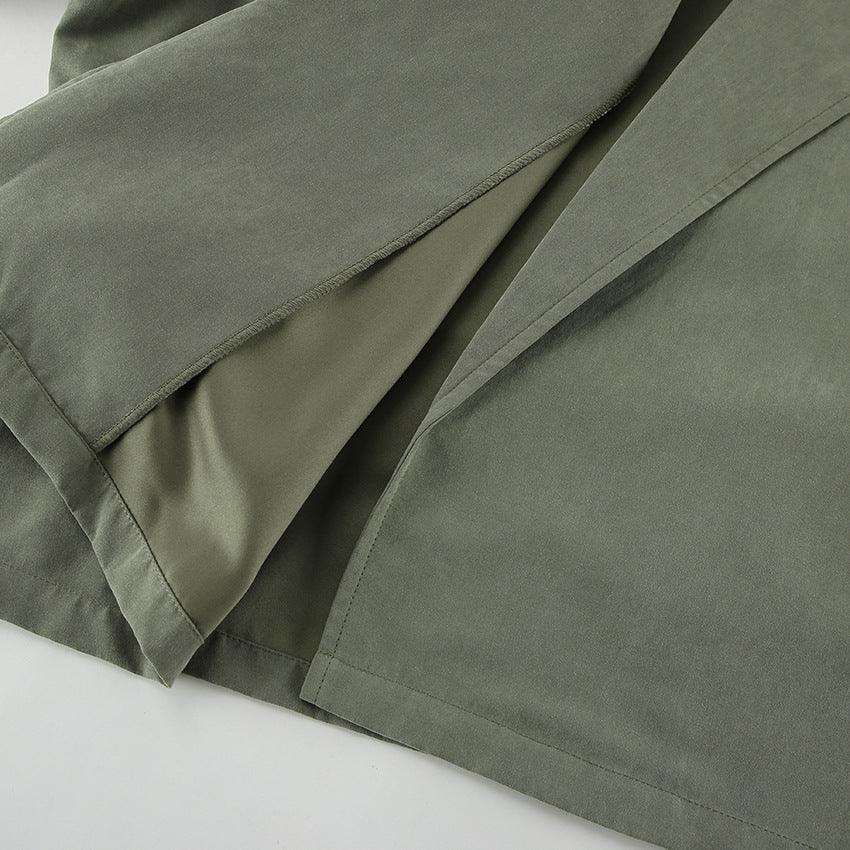 High End French Large Collared Lace up Windbreaker Women Autumn Coat - Modestly Vogue 